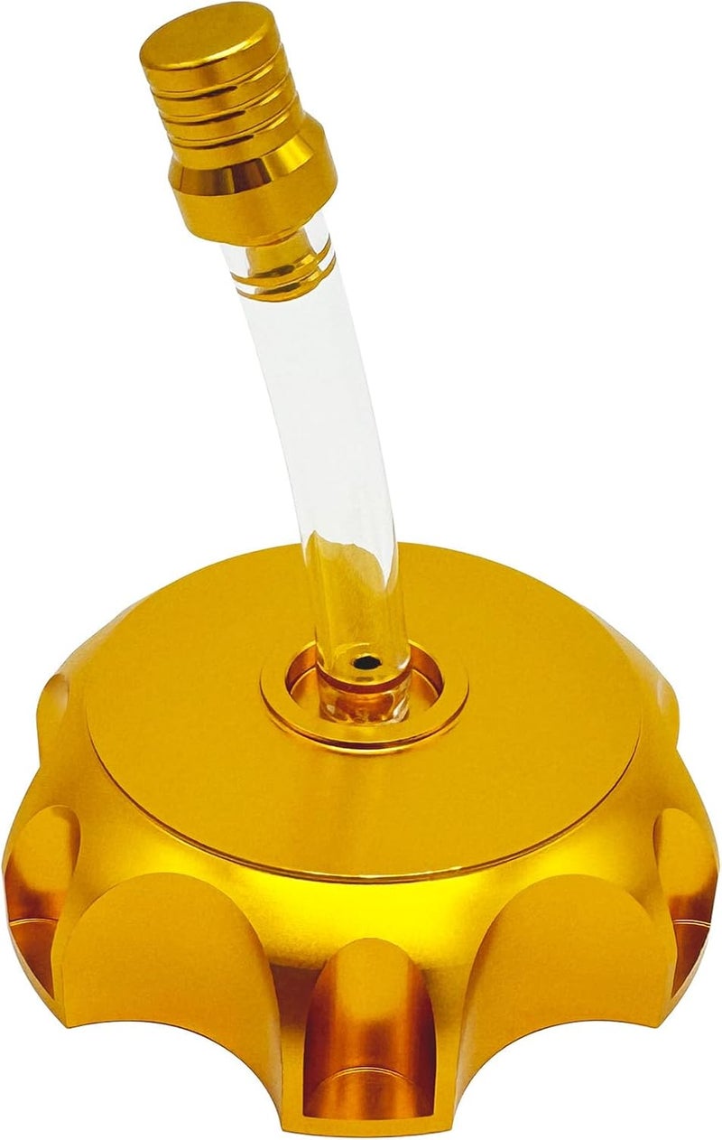MOBYMUTO CNC Aluminum Gas Fuel Tank Cap, Hexagonal Off-Road Motorcycle Fuel Tank Cap with Breather Valve for Most 50cc 70cc 90cc 110cc 125cc 140cc 150cc 160cc SSR Taotao Coolster Pit Dirt Motor Bike (Gold) - Image 1